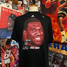 Y2K Portland Trailblazers Greg Oden Adidas Big Face Rare NBA Tee Sz 2XL picture
