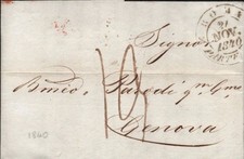 1840 Italy - FLS Cover Rome to Genova with Letter picture