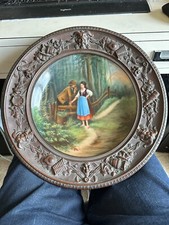 17- 18TH CENTURY FRENCH PORCELAIN PLATE & HEAVY ROUND BRONZE FRAME ALL HAND MADE picture
