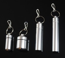4pcs Set Waterproof Aluminum Pill Container Capsule Bottle Keychain Clip Silver picture