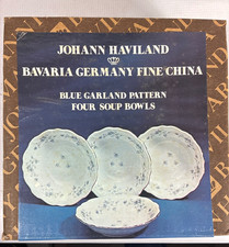 4 Vintage Johann Haviland Blue Garland Pattern Soup Bowls BRAND NEW  picture
