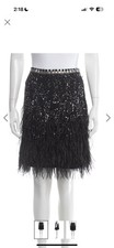 Matthew Williamson Embroidered Beaded Ostrich Feather Black Skirt 12 picture