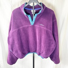 Vintage L.L.Bean Fleece Snap Pullover Purple & Teal Made In USA Embroidered Logo picture
