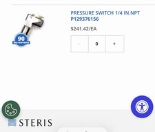 STERIS Pressure Switch 1/4 in , MPN P129376156 picture