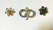 Vintage Women’s Fashion Brooch Pin Mixed Lot 3 Rhinestone signed Coro picture