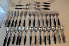 34 Pieces Dansk KONGO BLACK Stainless Flatware VTG Service For 6 Plus Some New picture