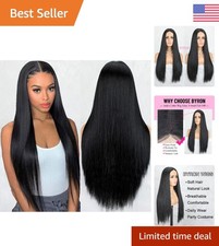 Elegant 26-Inch Straight Black Wig - Lace Front for Stunning Everyday Looks picture