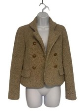 J.Crew Tweed Double Breasted Blazer Jacket Size 4 Tan Wool Mohair Blend picture