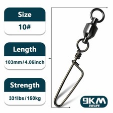20~100Pcs BLACK Ball Bearing Swivels with Snap Stainless Steel Fishing Swivels picture