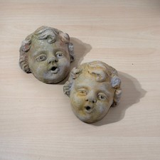 Vintage French Cast Stone Cherub Head Wall Plaque Fountain Spout Putto Mask picture