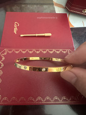 New 10 DiamondCatSM 18K yellow Gold Love Bracelet Size 18 picture