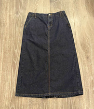 Christopher & Banks Women's Black Denim Midi Straight Pencil Skirt Zip 4 picture