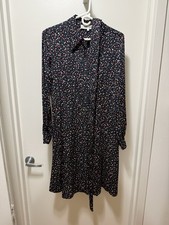 Diane von Furstenberg DVF Pink Black 100% Silk Tie Belt Shirt Dress Size Medium picture