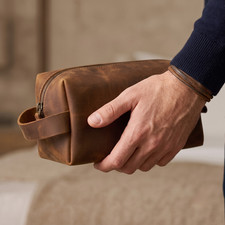 Personalized Leather Dopp Kit, Toiletry Bag, Travel Wash Bag, Groomsmen Gift picture