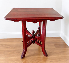 Antique Eastlake Parlor Table w/ Spindle Detail & Casters picture