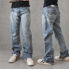 INC International Concepts Mens Y2K Faded Skater Bootcut Jeans Blue 34W 30L picture