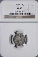 1879 Seated Liberty Dime NGC VF30 Awesome Key Date JKMXR picture