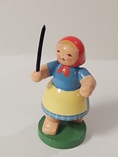 Vintage ERZGEBIRGE GERMANY LADY HOLDING A STICK Wooden FIGURE picture