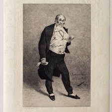 Leon Gaucherel after Georges Cain portrait of the Lheritian etching cold needle 19th century picture