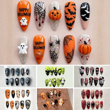 Halloween Press On Nails For Womens Nail Extension French Almond Shape Fake Nail picture