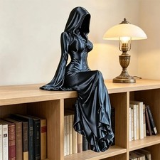Lady Reaper Statue Sitting Female Figure Dark Gothic Desk Decor Ornament 2026 picture