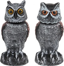 2 Pack Fake Owl Decoys to Scare Birds Away, Rotating Head Bird Deterrents, Na... picture