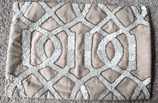 Pier 1 lumbar sequin pillow cover embroidered natural abstract boho coastal picture