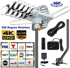 990 Mile Outdoor TV Antenna Motorized Amplified V/UHF HDTV 1080P 4K 360° Rotate picture