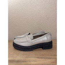 TOMS Cara Lug Loafers Metallic Champagne Leather Chunky Platform Womens 6.5 picture