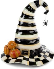 Resin Witch's Hat Figurine, Black-and-White Courtly Stripe... picture