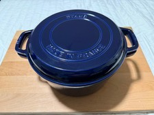 STAUD Cast Iron 7 qt, Round Dutch oven, Braise and Grill.  Dark Blue picture