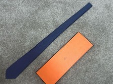 HERMÈS FACONNEE H SILK TIE BLUE MICRO H PATTERN NWT picture