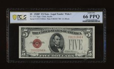 DBR 1928-F $5 Legal Wide I Fr. 1531Wi IA Block PCGS-B 66 PPQ Serial I55151846A picture