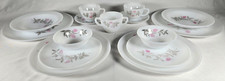 VTG Federal Glass Clover Blossom Milk Glass Dinnerware 15pc Set Pink Gray Floral picture