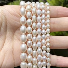 Natural White Freshwater 8-9mm Pearl Irregular Baroque Punch Loose Beads 15'' picture