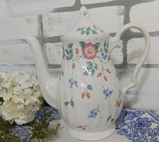 Vint Churchill Coffee /Tea Pot Height Briar Rose England Blue Pink Floral  picture