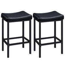 HOOBRO Bar Stools, Set of 2 Chairs, Counter Height Saddle Black picture