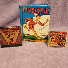 3 Piece Vintage 1930s Memorabilia Pinocchio Hardcover Mickey Mouse Film picture