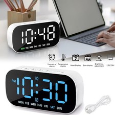 Electric Digital Alarm Clock LED Large Display Battery Backup Snooze Dual Alarm picture