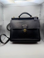 Vintage Coach Station Bag 5130 Black Leather Turnlock Crossbody Top Handle Y2K picture