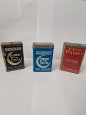 Vintage Crescent & Shilling Spice Tin Lot of 9 - Mid Century Kitchen Decor picture