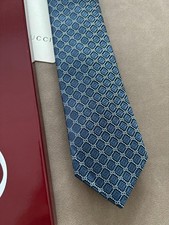 Gucci Mens Tie 2.75” (7cm) GG Pattern Blue NWT picture