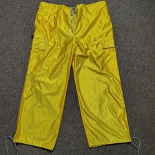 Caffeine Vintage Rave Cargo Pants XL Yellow Baggy Wide Leg Y2K Korea picture
