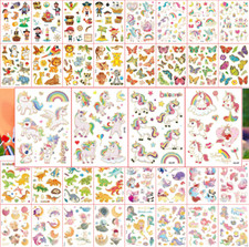 8Sheets Cartoon Unicorn Dinosaur Mermaid Metallic Temporary Tattoo Stickers NH27 picture