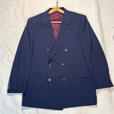 Brioni Roma Double Breasted Peak Lapel Navy Wool Suit Jacket Gold Buttons 44US picture