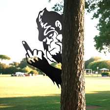 Peaking a Boo Flipping off Bigfoot Animal Metal Sign Art Ornament, Middle picture