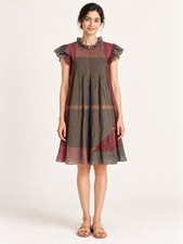Sea New York Plaid Ruffle Sleeve Pintuck Dress picture