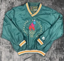 Vintage 1996 Starter Atlanta Olympics L Teal Green Pullover Jacket Embroidered picture