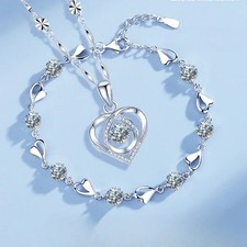 Gorgeous Silver Plated Necklace Pendant Women Cubic Zircon Jewelry Lab-Created picture