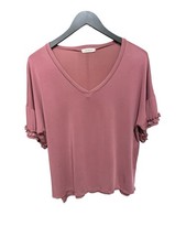 Promesa Mauve Ruffle Sleeve V-Neck Dolman Top XL 1X Blouse Pink picture